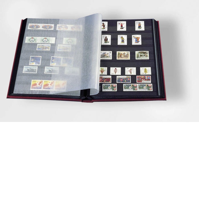 Stamp Albums 140 Pockets - Stockbooks with 35x197mm Sleeves, 10 Double  Sided Black Page with Leatherette Padded Black Cover, Collection Storage  Folder